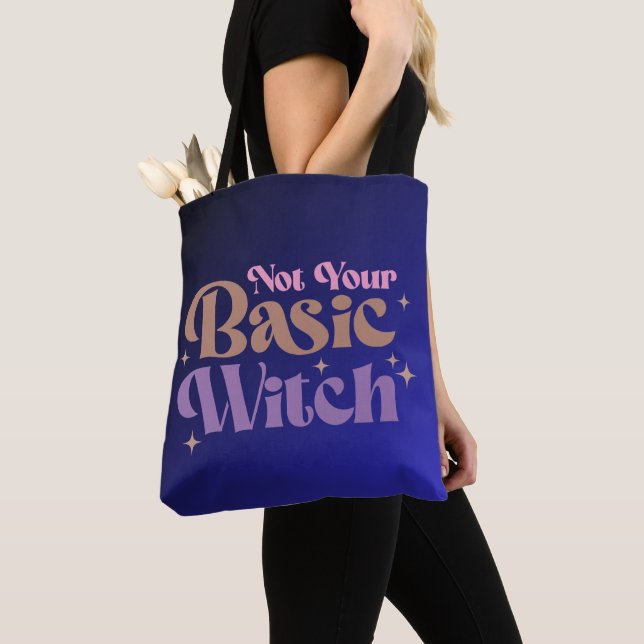 Bolsa Tote Não É Uma Bruxa Básica Azul Ombre Gradiente Hallow (Close Up)