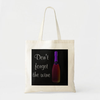 Bolsa Tote "Não esqueça o vinho" - Garrafa de vinho roxo