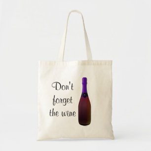 Bolsa Tote "Não esqueça o vinho" - Garrafa de vinho roxo