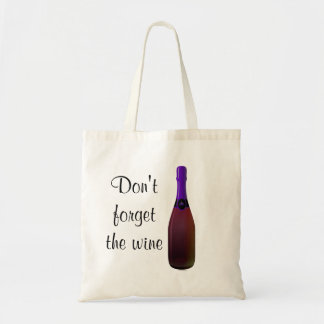 Bolsa Tote "Não esqueça o vinho" - Garrafa de vinho roxo