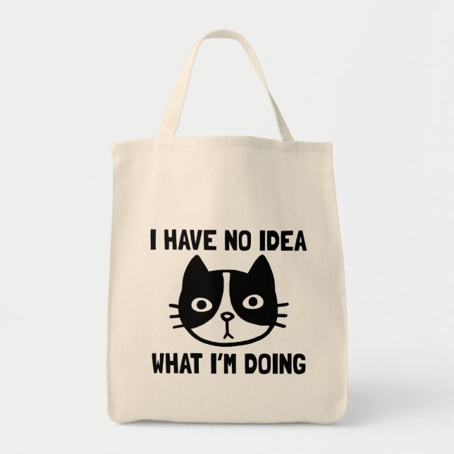 Bolsa Tote Não faço ideia do que estou fazendo, gato (Frente)