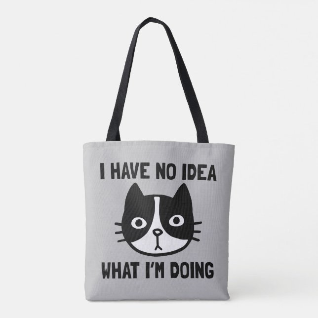 Bolsa Tote Não faço ideia do que estou fazendo, gato (Verso)