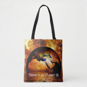 Bolsa Tote "Não há planeta B" com a Terra queimada