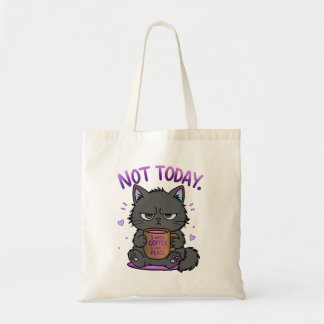 Bolsa Tote Não Hoje Gato Mal-Humorado Amante de Café Fofo Gat