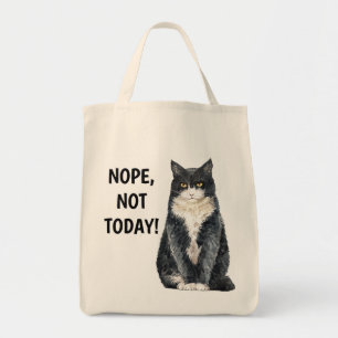 Bolsa Tote Não Hoje Não É Engraçado Gato Branco Preto