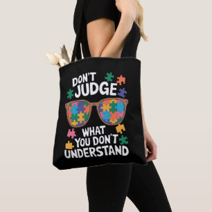 Bolsa Tote Não julgue compreender o amor Autismo autista Awar