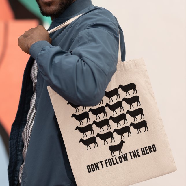 Bolsa Tote Não sigas o "Herd of Sheep" (Criador carregado)