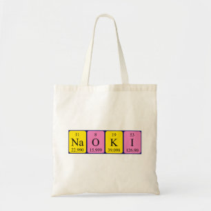 Bolsa Tote Naoki com nome de mesa periódica tote saco