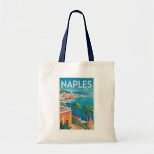 Bolsa Tote Nápoles Itália Ilustração Arte de Viagem Vintage