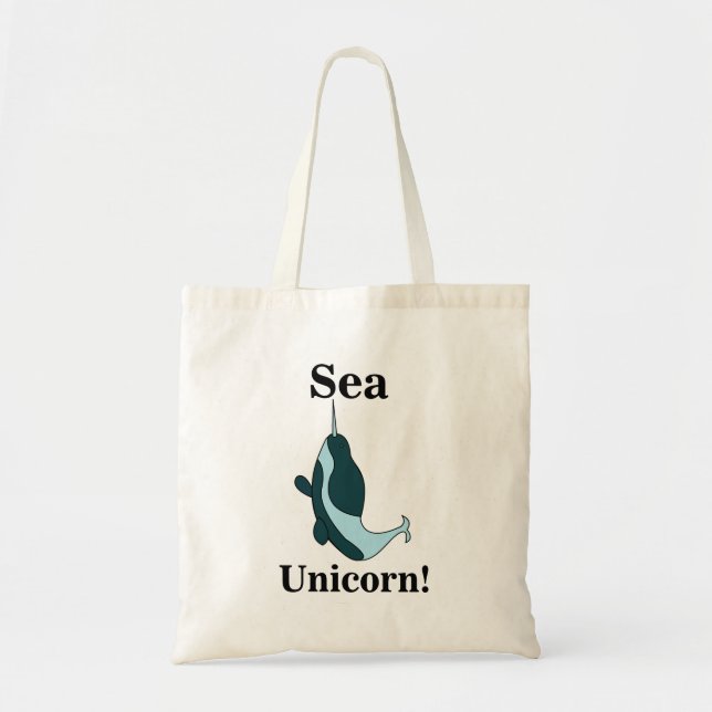 Bolsa Tote Narval Unicórnio do Mar Engraçado (Frente)