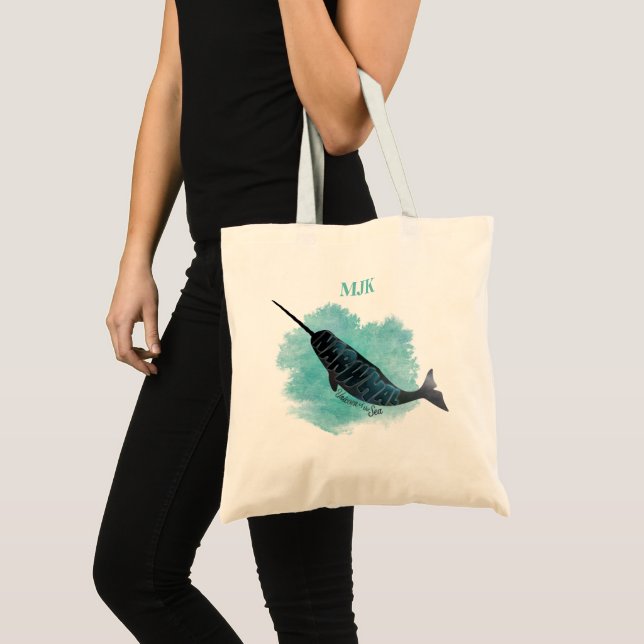 Bolsa Tote Narwhal Heart (Frente (produto))