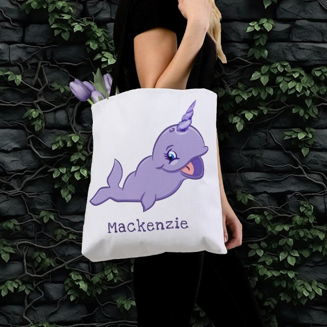 Bolsa Tote Narwhal Purple | Fralda de Unicórnio Lilac Magical (Criador carregado)