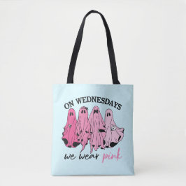 Bolsa Tote Nas quartas-feiras nós vestimos fantasma cor-de-ro
