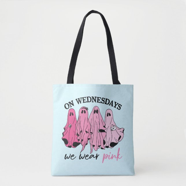 Bolsa Tote Nas quartas-feiras nós vestimos fantasma cor-de-ro (Frente)