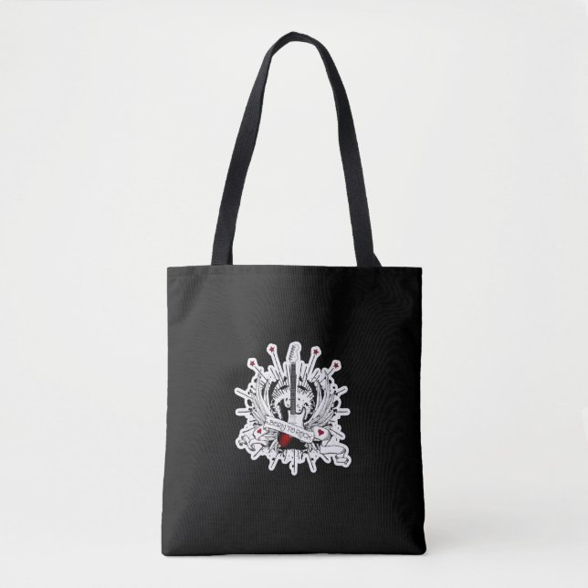 Bolsa Tote Nascer de Violão legal para Rock & Roll Rockabilly (Frente)