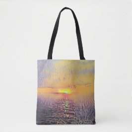 Bolsa Tote Nascer do sol pintado artístico bonito do Seascape