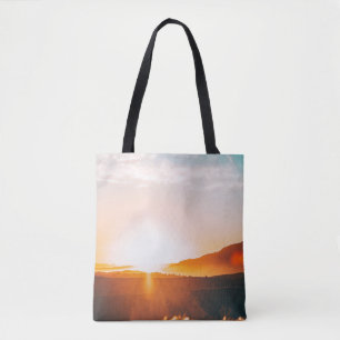 Bolsa Tote nascer do sol sobre uma montanha