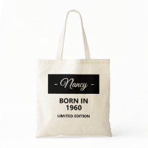 Nascer personalizado em 1960 Aniversário Tote Bag