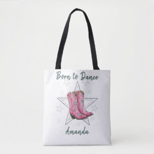 Bolsa Tote Nascida para Dançar Botas de Dança em Linha Rosa e