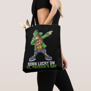 Bolsa Tote Nascido com Sorte no Dia de São Patrício Dabbing A