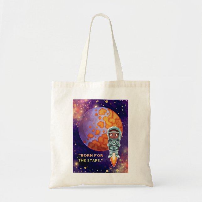 Bolsa Tote Nascido das estrelas, astronauta (Frente)