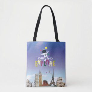 Bolsa Tote Nascido para Explorar   Aventura do Astronauta Fof