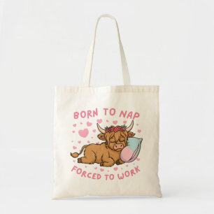 Bolsa Tote Nascido para Latir Forçado a Trabalhar Meme Engraç