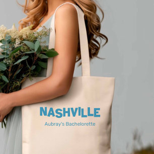 Bolsa Tote Nashville Modern Minimalista Blue Bachelorette