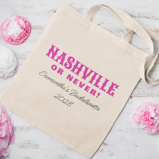 Bolsa Tote Nashville Ou Nunca Mais Bachelorette Retro Rosa Qu (Criador carregado)