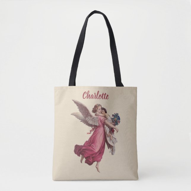 Bolsa Tote Natais vintages, Anjo Guardião Vitoriano (Frente)