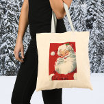 Bolsa Tote Natais vintages, Jolly Winking Papai Noel<br><div class="desc">Ilustração Vintage design de Natal com um feliz e alegre Papai Noel vestindo um chapéu e piscando como se ele tivesse um segredo. Ho,  ho,  ho,  Feliz Natal!</div>