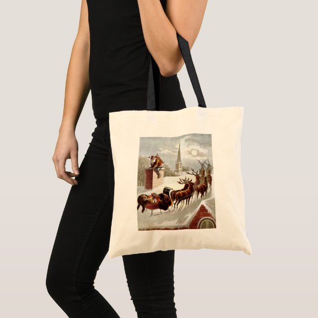 Bolsa Tote Natais vintages, Santo Nicholas no Telhado (Frente (produto))