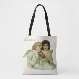 Bolsa Tote Natais vintages, violino musical angels vitoriano