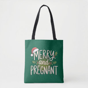 Bolsa Tote Natal alegre e grávida Anúncio de gravidez