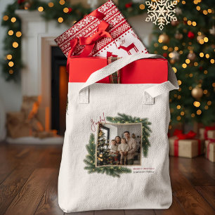 Bolsa Tote Natal Alegre Foto Personalizada da Família