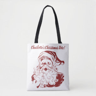 Bolsa Tote Natal Antigo, Alegre Papai Noel Vermelho Retro
