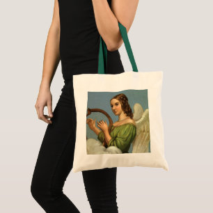 Bolsa Tote Natal Antigo, Anjo Vitoriano com Harpa Musical