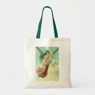 Bolsa Tote Natal Antigo, Anjo Vitoriano com Menino Jesus