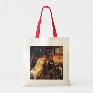 Bolsa Tote Natal Antigo, Casal de Amor e Romance