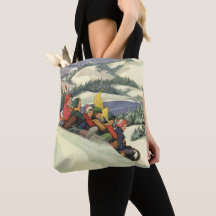 Natal Antigo, Crianças andando de trenó em uma mon