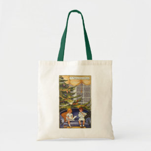 Bolsa Tote Natal Antigo, Crianças Sentadas num Sofá
