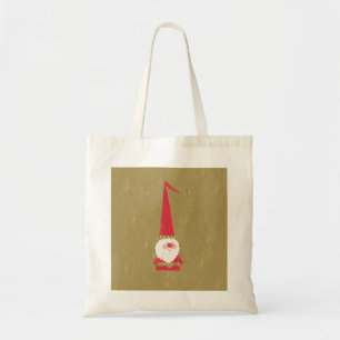 Bolsa Tote Natal Antigo, Gnome do Papai Noel Fofo em Dourado