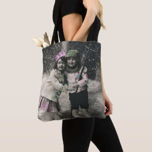 Bolsa Tote Natal Antigo, Melhores Amigos nos Esquis