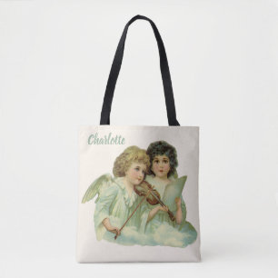 Bolsa Tote Natal Antigo, Música de Anjos Vitorianos no Violin