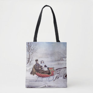 Bolsa Tote Natal Antigo, O Caminho do Inverno, Cavalo de Tren