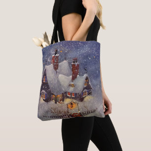 Bolsa Tote Natal Antigo, Oficina do Papai Noel Polo Norte