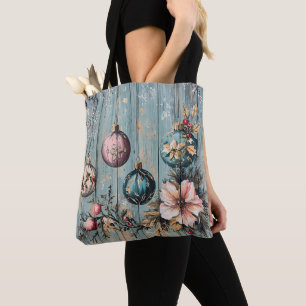 Bolsa Tote Natal Antigo País Madeira Rústica Casa de Fazenda