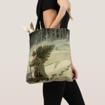 Natal Antigo, Papai Noel Carregando uma Árvore