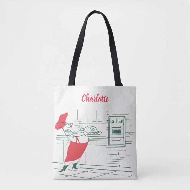 Bolsa Tote Natal Antigo, Papai Noel Chef e Peru (Frente)