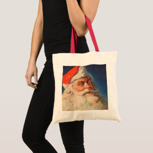 Bolsa Tote Natal Antigo, Papai Noel Lista Travesso ou Bonzinh
